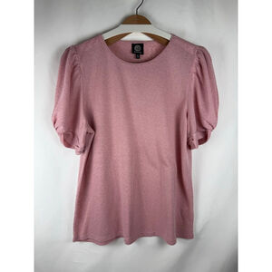 Women's Bobeau Puff Sleeve Top Pink Size XL